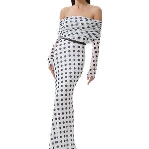 AFRM Black and White Polka Dot Maxi Dress